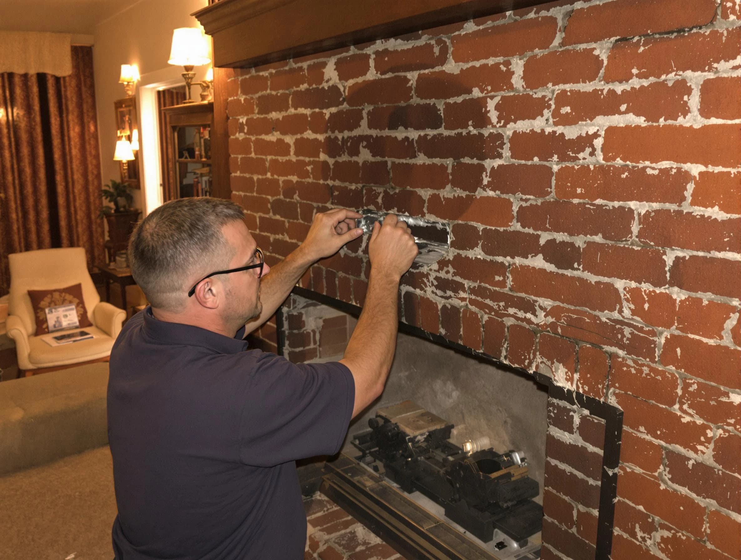 Stafford Courthouse Chimney Sweep expert fixing a fireplace in Stafford Courthouse, VA