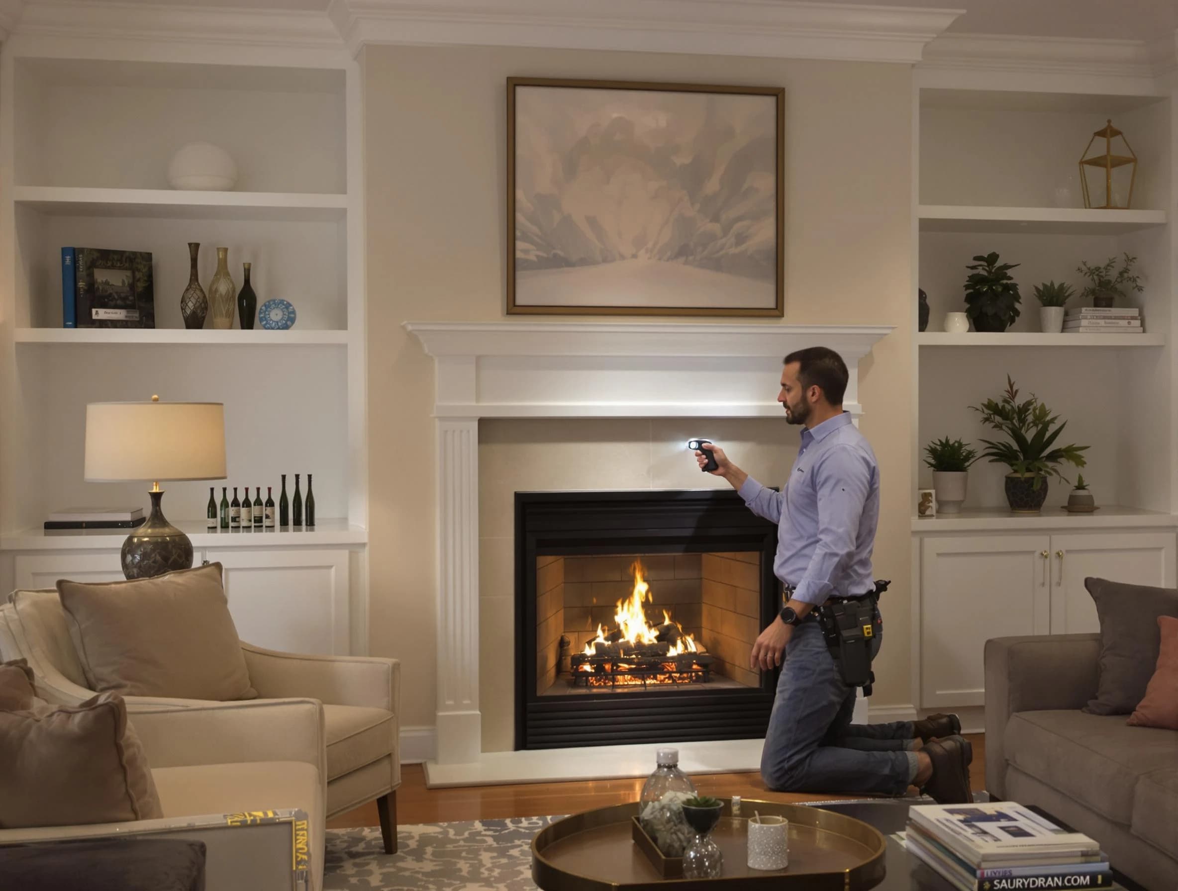 Stafford Courthouse Chimney Sweep conducting a fireplace safety inspection in Stafford Courthouse, VA