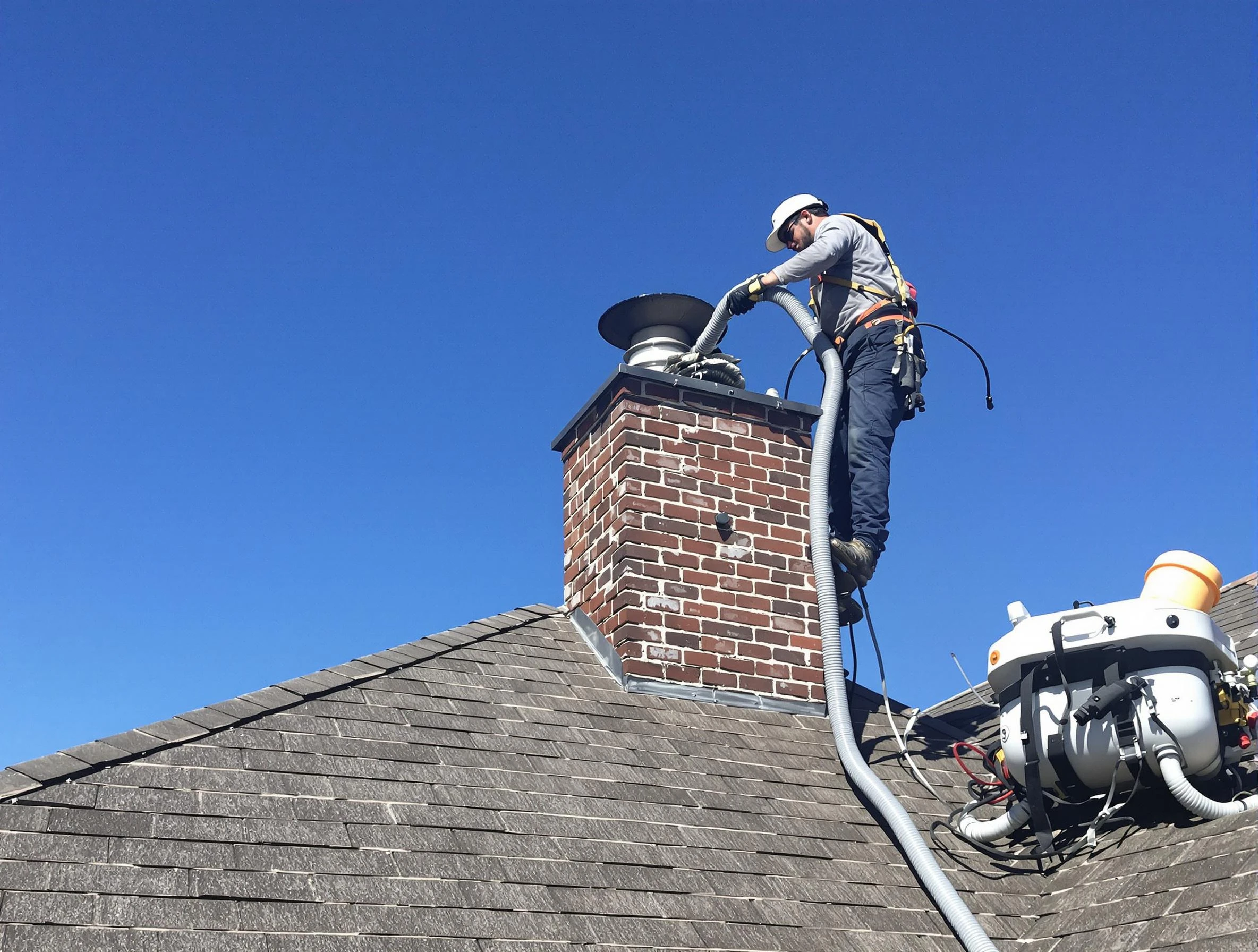 Dedicated Stafford Courthouse Chimney Sweep team member cleaning a chimney in Stafford Courthouse, VA