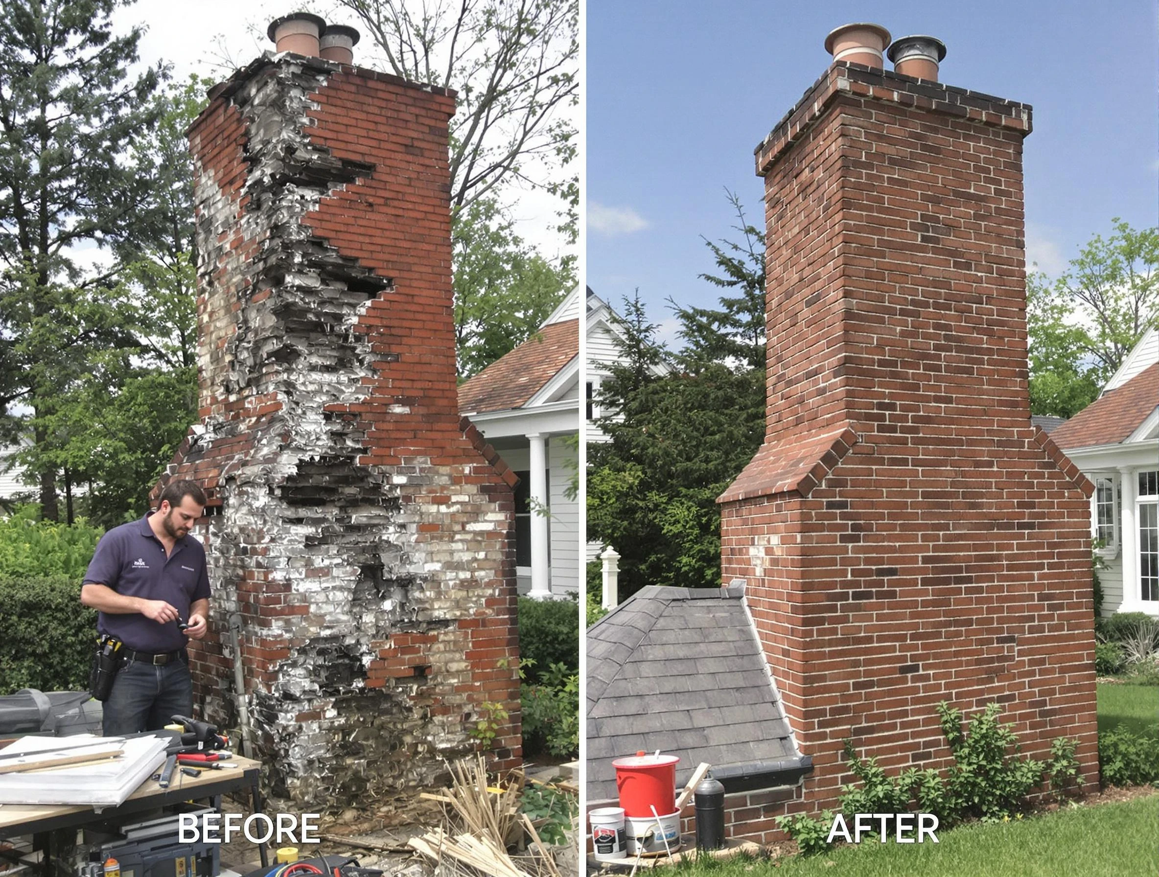 Stafford Courthouse Chimney Sweep performing a full chimney restoration in Stafford Courthouse, VA